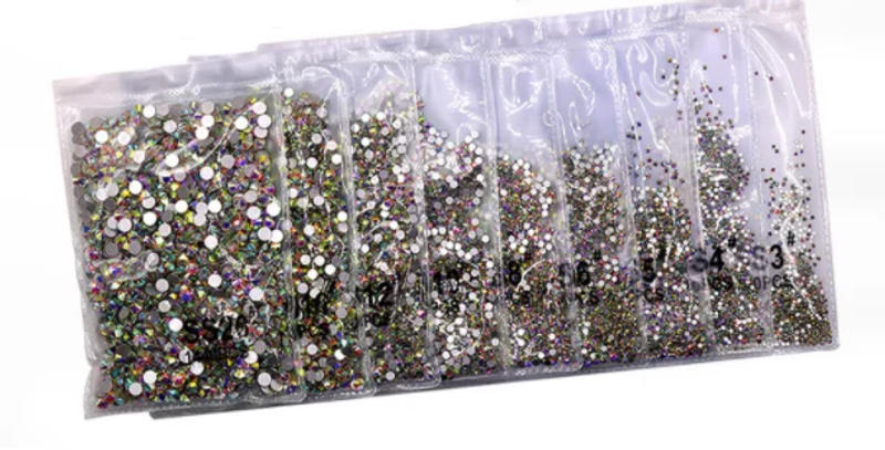 Description Picture 6 of itemCrystal AB Glass Nail Art Decorations ss3 ss4 ss5 ss6 ss8 ss10 ss16 ss20 ss30 ss34 ss50 Glass Non HotFix Nail Art Rhinestones