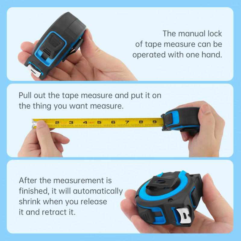 Description Picture 6 of item2pcs 1/8inch Fraction Markings Full Imperial Scale Steel Tape Measures with Two Sizes Optional, Self Locking Measuring Tapes