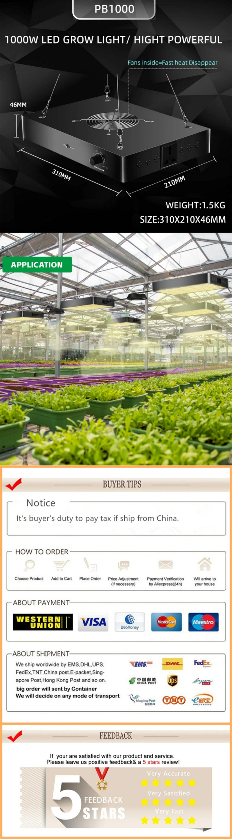 Description Picture 5 of itemQKWIN UPD 200W led grow light 572pcs leds samsung Leds built with 26DB fans full spectrum