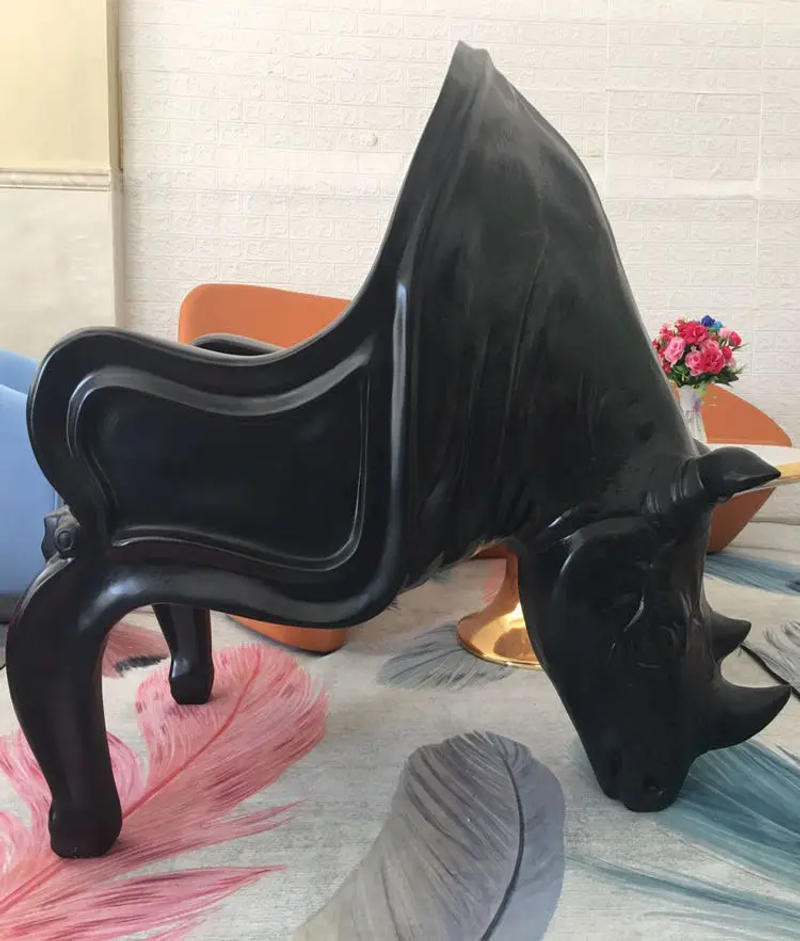 Description Picture 2 of itemCreative Personalized Fashion Chair Animal Shape FRP Rhinoceros Cattle Head Chair Furniture Accent Chairs for Living Room