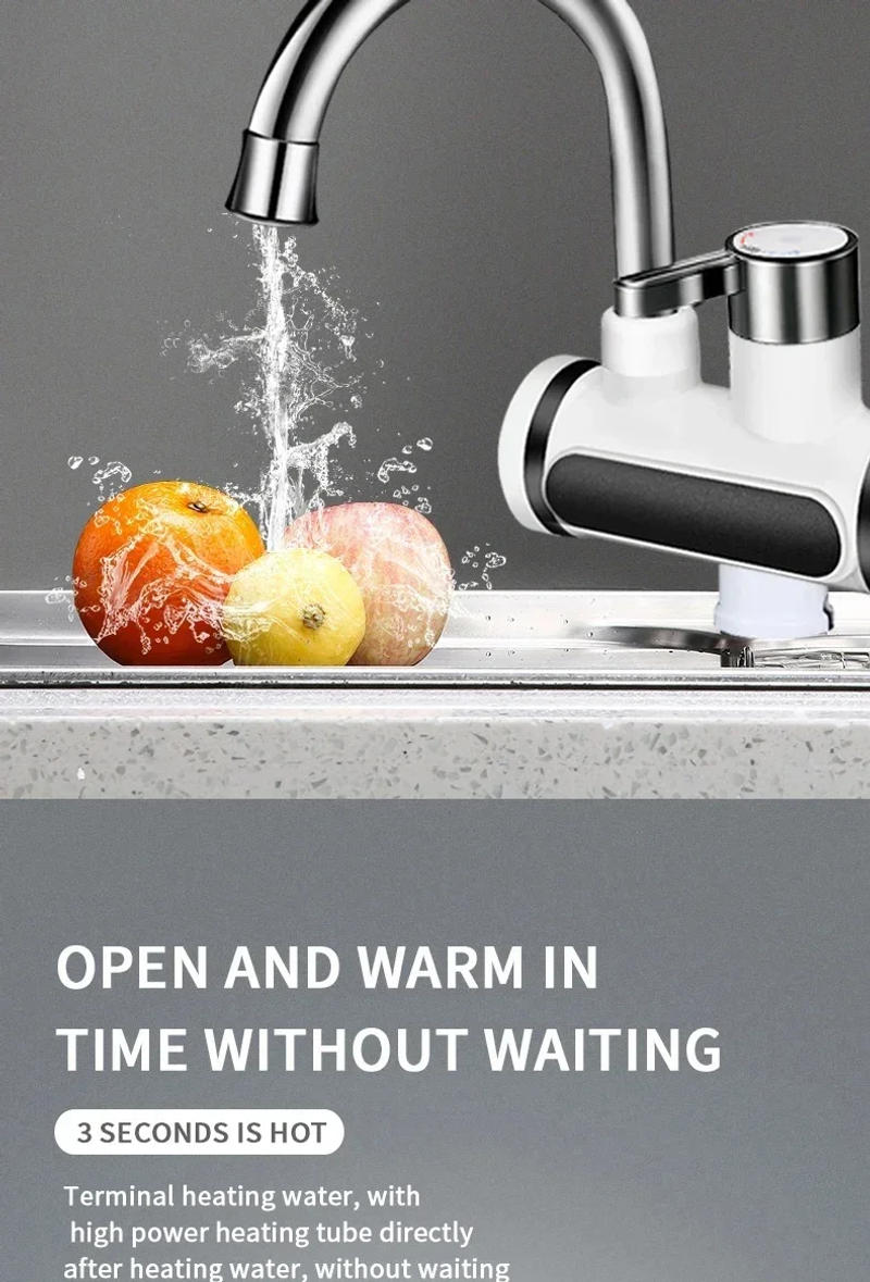 Description Picture 4 of itemInstant Tankless Electric Hot Water Heater Faucet Kitchen Instant Heating Tap Water Heater with LED EU Plug