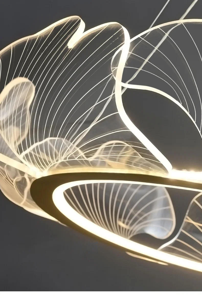 Description Picture 3 of itemModern Nordic Light Luxury Lotus Leaf Chandelier Postmodern Minimalist Living Room Dining Room Bedroom Pendant Lamp