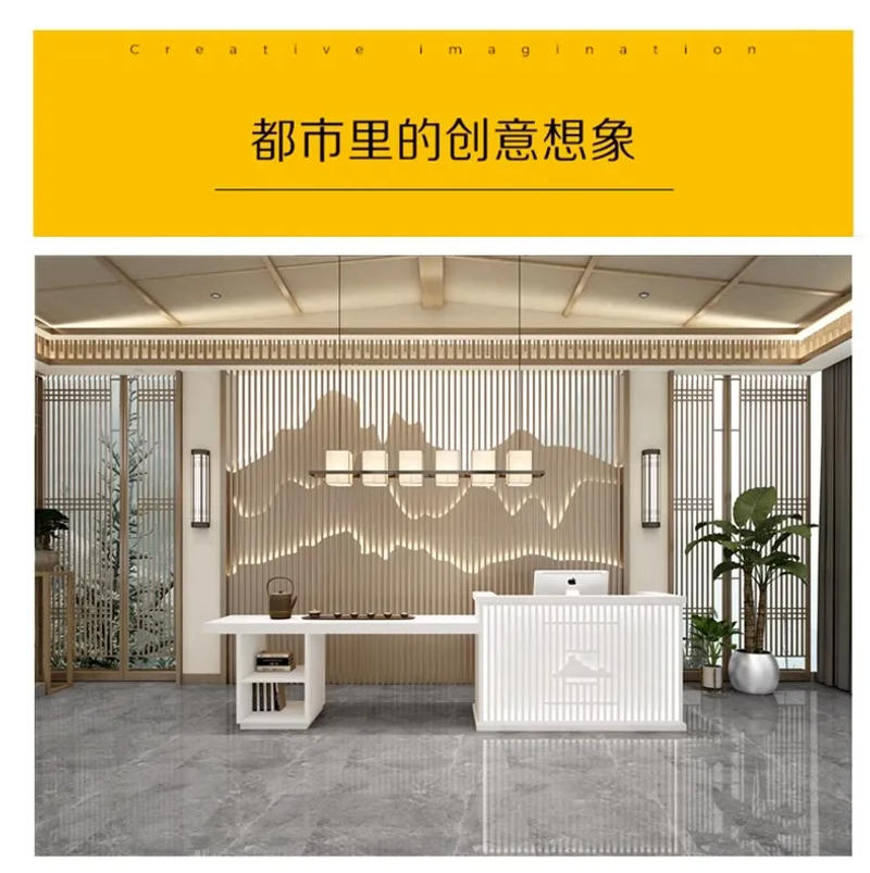 Description Picture 3 of itemBar Counter Reception Desks Office Table Modern Hotel Reception Desks Commercial Display Shelf Meuble De Reception Furniture