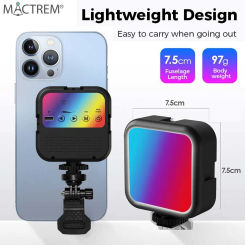 MACTREM Full Color RGB LED Video Light 3000K-7000K 800LM Mini Pocket Fill Light Rechargeable Photography Portable Handheld Light