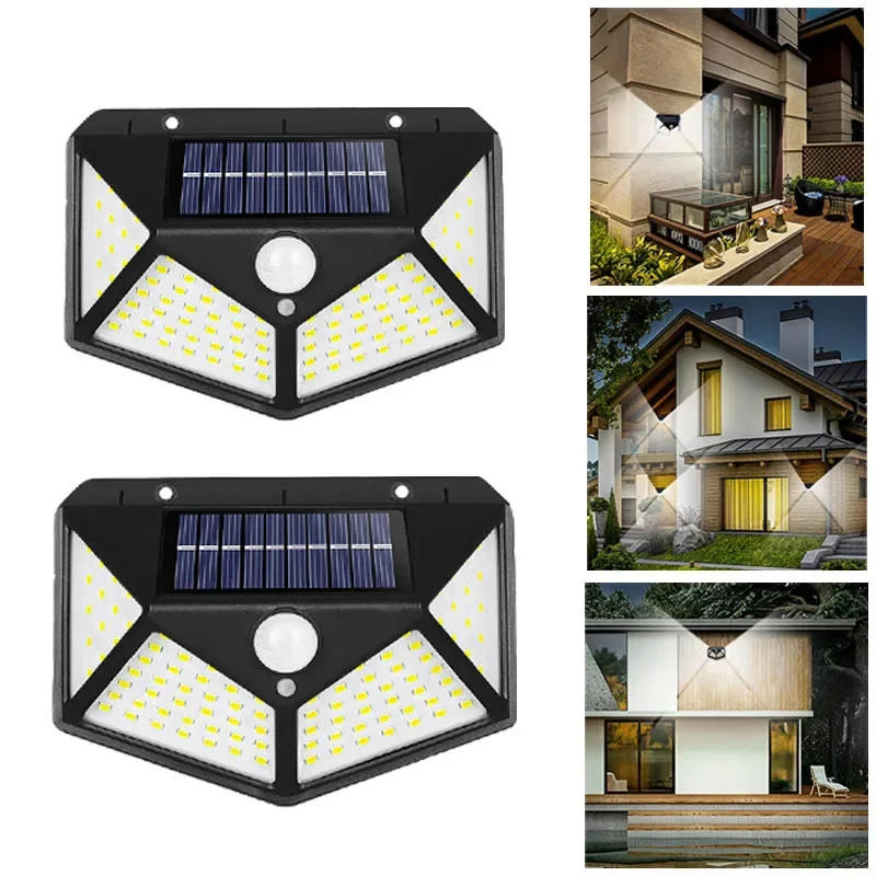 Description Picture 2 of item1/2/4pcs,Solar Outdoor Lighting Exterior Wall Lamp, Courtyard Exterior Wall Guide Lamp, 100LEDs Solar Wall Lamp