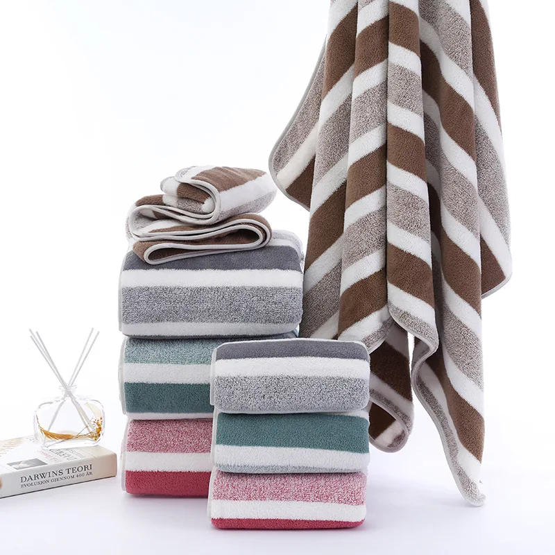 Description Picture 2 of itemQuick-Drying Striped Towel Set For Soft And Absorbent Bathroom Experience Bath Towel Or Hand Towel