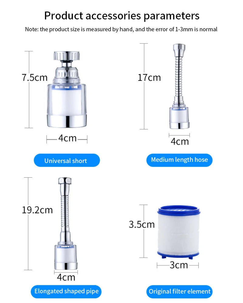 Description Picture 6 of itemWater Saving Kitchen Faucet Aerator Nozzle Tap Adapter Device Splashproof water filter Bubbler Swivel Head Bathroom Accessories