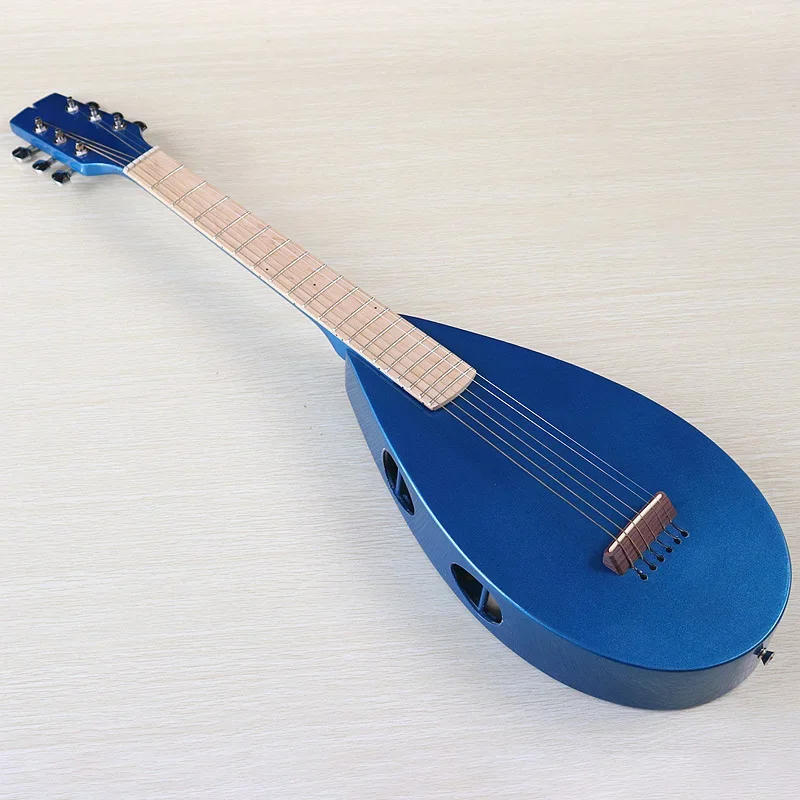 Description Picture 3 of itemStock 6 Strings Acoustic Guitar Lute Shape Body 36 Inch Blue Color Folk Guitar High Gloss Good Handicraft Free Shipping