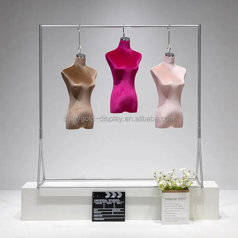 Description Picture 6 of itemColorful Velvet Mannequin Wall Mounts European Sizes Large Breasts Buttocks Half Body Hanging Mannequin Female for Wedding Dress