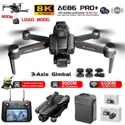 AE86 PRO Max+ Profesional Drone with 8K HD Camera 3-axis gimbal Aerial Photography Obstacle Avoidance FPV GPS Dron RC Quadcopter