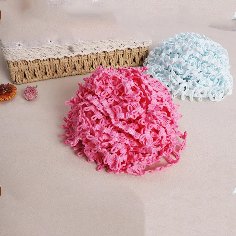 Description Picture 5 of itemElastic Lace Ribbon Black White Color Button Loops DIY Multicolor Handmade Lace Trimming for Clothes Sewing Rubber Band 20yards