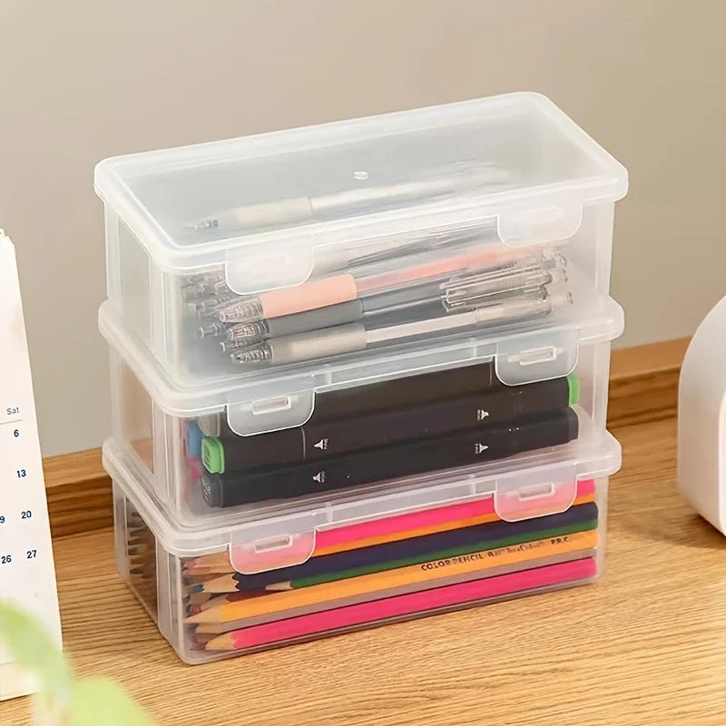 Description Picture 4 of item1/5pcs Transparent Plastic Storage Box To Store Small Items Toys Ornaments Jewelry Stickers Cards Organizer With Buckle DIYstuff