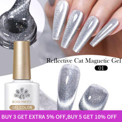 BORN PRETTY 10ml Reflective Glitter Gel Nail Polish Sparkling Shining Cat Magnetic Gel Snowlight Effect Soak Off UV Varnish