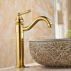 Bathroom Basin Faucet High Arch Antique/Gold/Chrome/Black Oil Sink Water Copper Material