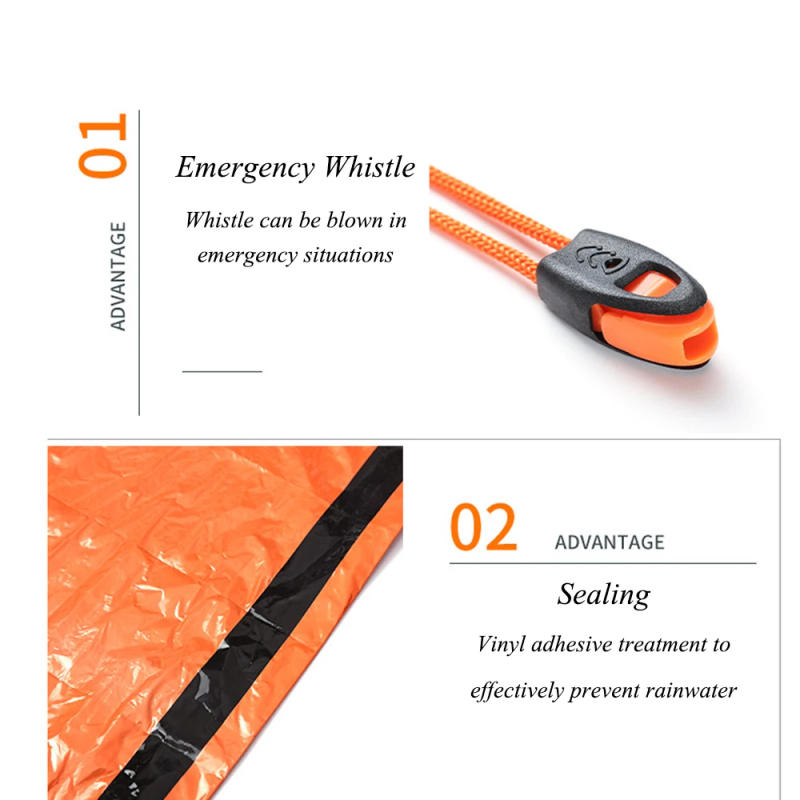 Description Picture 4 of itemEmergency Sleeping Bag Thickened Waterproof Warm Survival Blanket Reusable Lightweight Compact First Aid Sleeping Bag