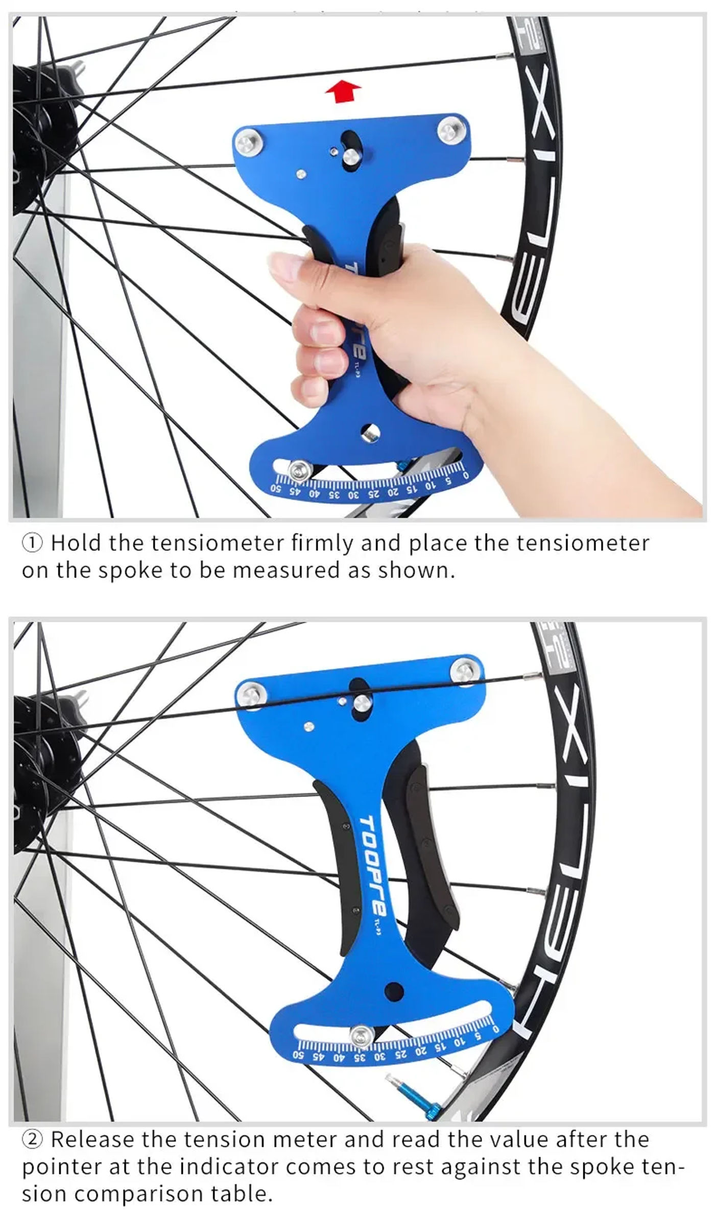 Description Picture 4 of itemTOOPRE Bicycle Spoke Tension Meter For MTB Mountain Bike Rim Wheel Group Tension Deviation Correction Measurement Repair Tool