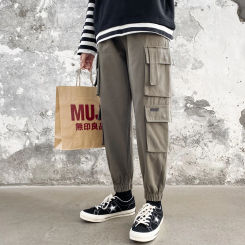 New American style casual sports multi pocket new pure cotton leggings