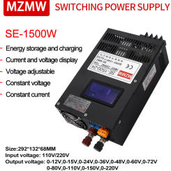 MZMW 1500W Switching Power Supply 110V/220V AC-DC 0-12V 24V 36V 48V 60V 72V 80V 110V 150V 220V Adjustable Digital display SMPS