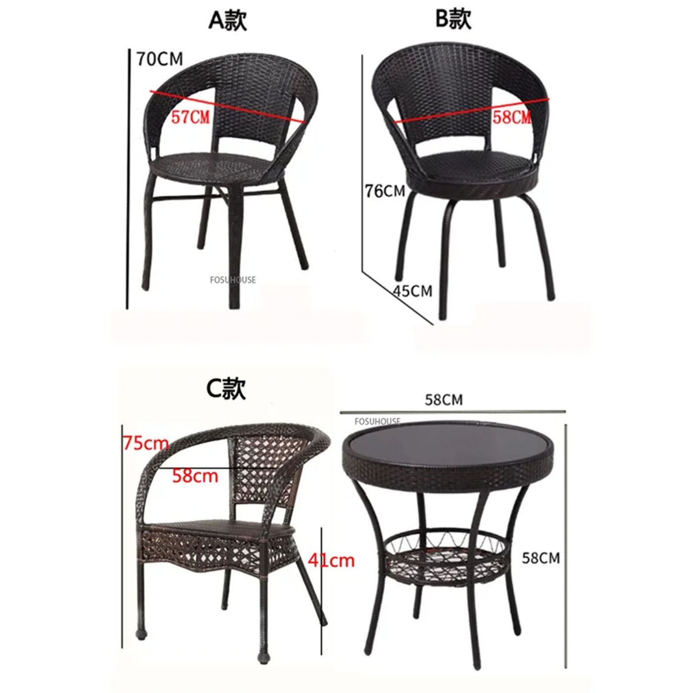 Description Picture 2 of itemOutdoor Garden Lounge Table Chair for Balcony Country House Household Coffee Table Waterproof Sunscreen garden Furniture Sets Z