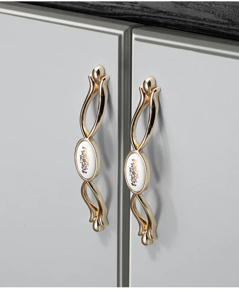 Description Picture 5 of itemZinc Alloy Ceramic Cabinet Handles Wardrobe Classical Handles Cabinet Drawer Pull Knobs Minimalist Single Hole Hardware