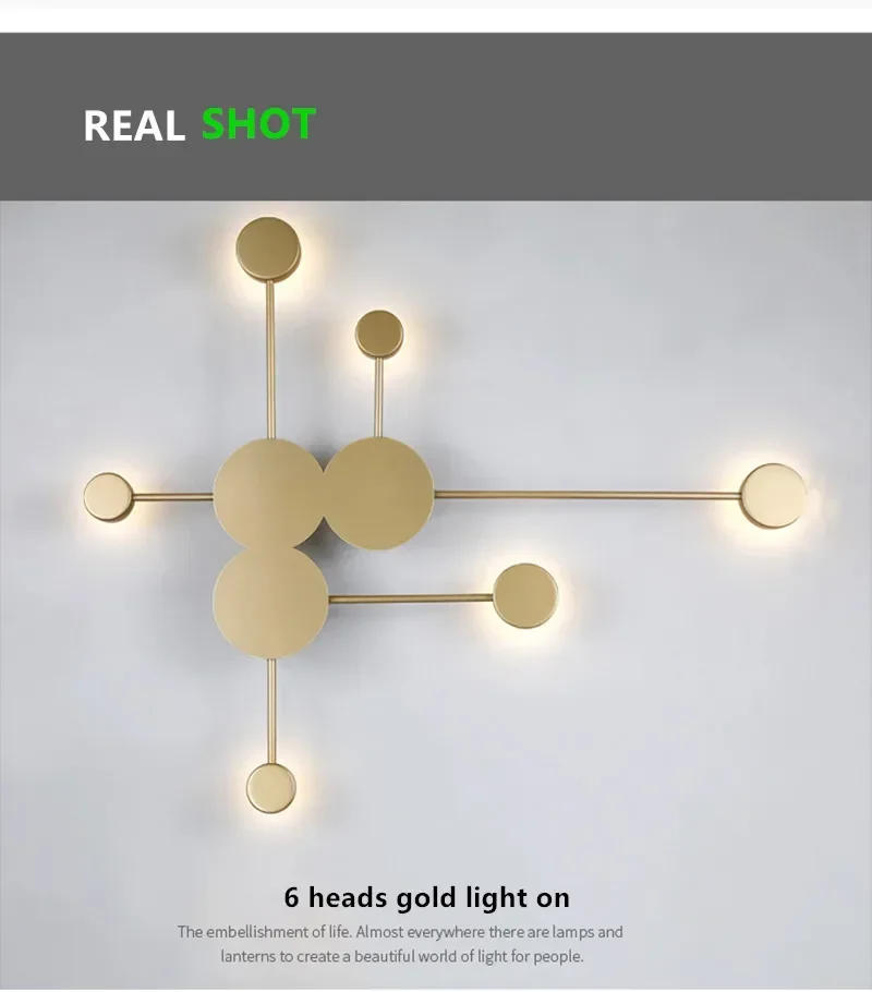 Description Picture 6 of itemNordic Branches Multi Arms Gold Black Wall Lamp For Bedroom Bedside Living Room Led Indoor Lighting Decoration