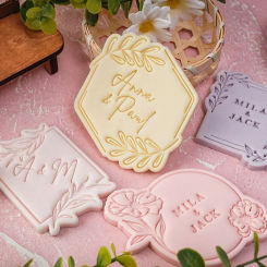 2Pc Wedding Blessing Frame Fondant Biscuit Mold Birthday Dessert Cake Decoration Border Cookie Cutter Embosser Stamp Baking Tool