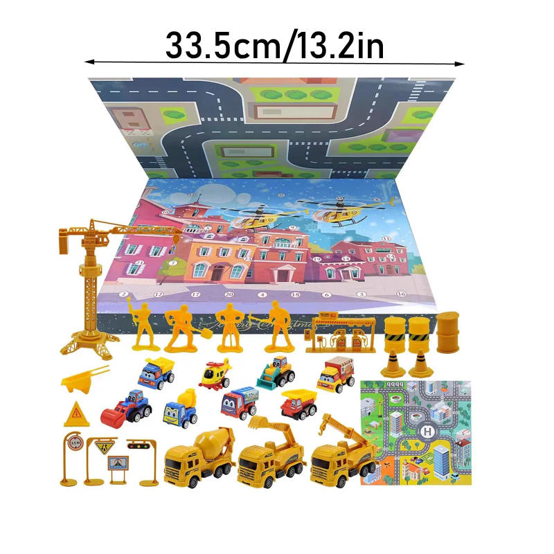 Description Picture 4 of item2024 Advent Calendar With 24 Pull Back Cars Christmas Countdown Calendar For Kids Featuring Construction Vehicles Traffic Signs