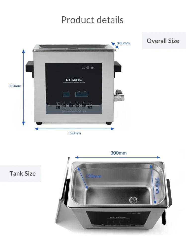 Description Picture 4 of itemSonic CleanerSonic CleanerGT SONIC-D6 40khz Ultrasonic Cleaning Equipment Wholesale Price For Hospital