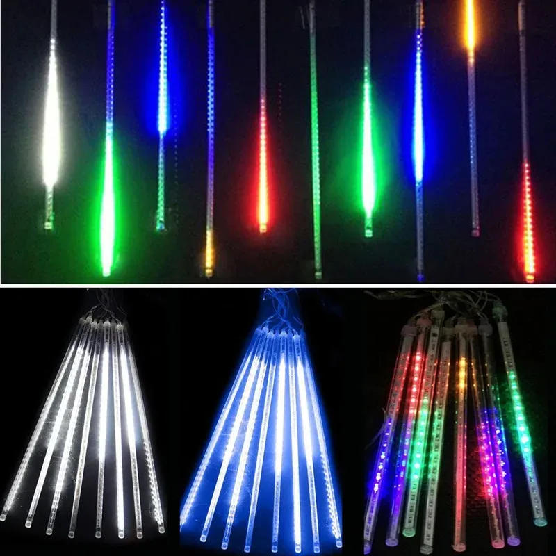 Description Picture 4 of item32/24/12 Tubes 30/50cm LED Meteor Shower Fairy String Garland Curtain Lights Christmas Decor Outdoor Wedding Street Garden Decor