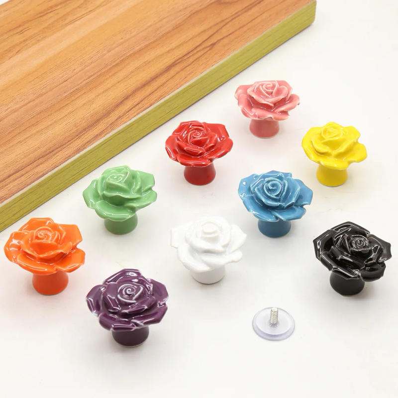 Description Picture 3 of itemRad wardrobe handle European modern simple garden rose ceramic cabinet drawer cupboard door handle