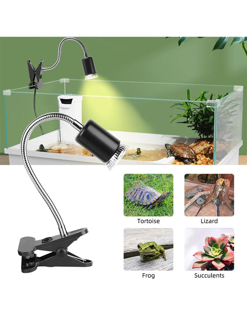 Description Picture 3 of itemReptile Heat Lamp with Halogen 50W Bulb Aquarium Basking Lamp for Lizard Terrarium Adjustable Gooseneck Tortoise Reptile Light