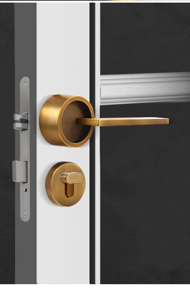 Description Picture 4 of itemHigh Quality Zinc Alloy Security Door Lock Bedroom Mute Door Handle Deadbolt Lockset Indoor Hardware Door Knob with Lock and Key