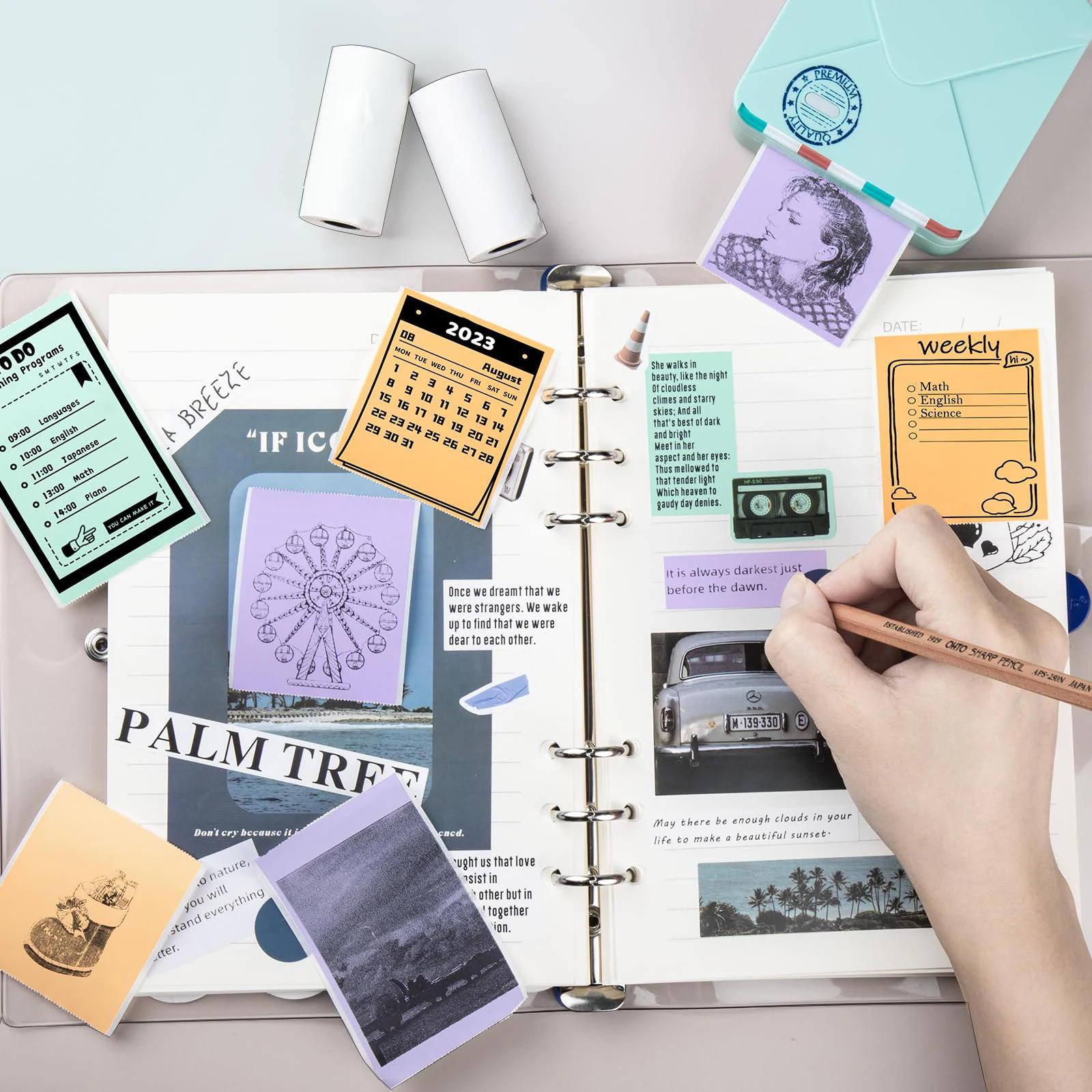 Description Picture 3 of itemColor Sticker Thermal Printer Transparent Rolling Paper Camera Refill For Photo Journal Notes Memo For Kids DIY Scrapbook