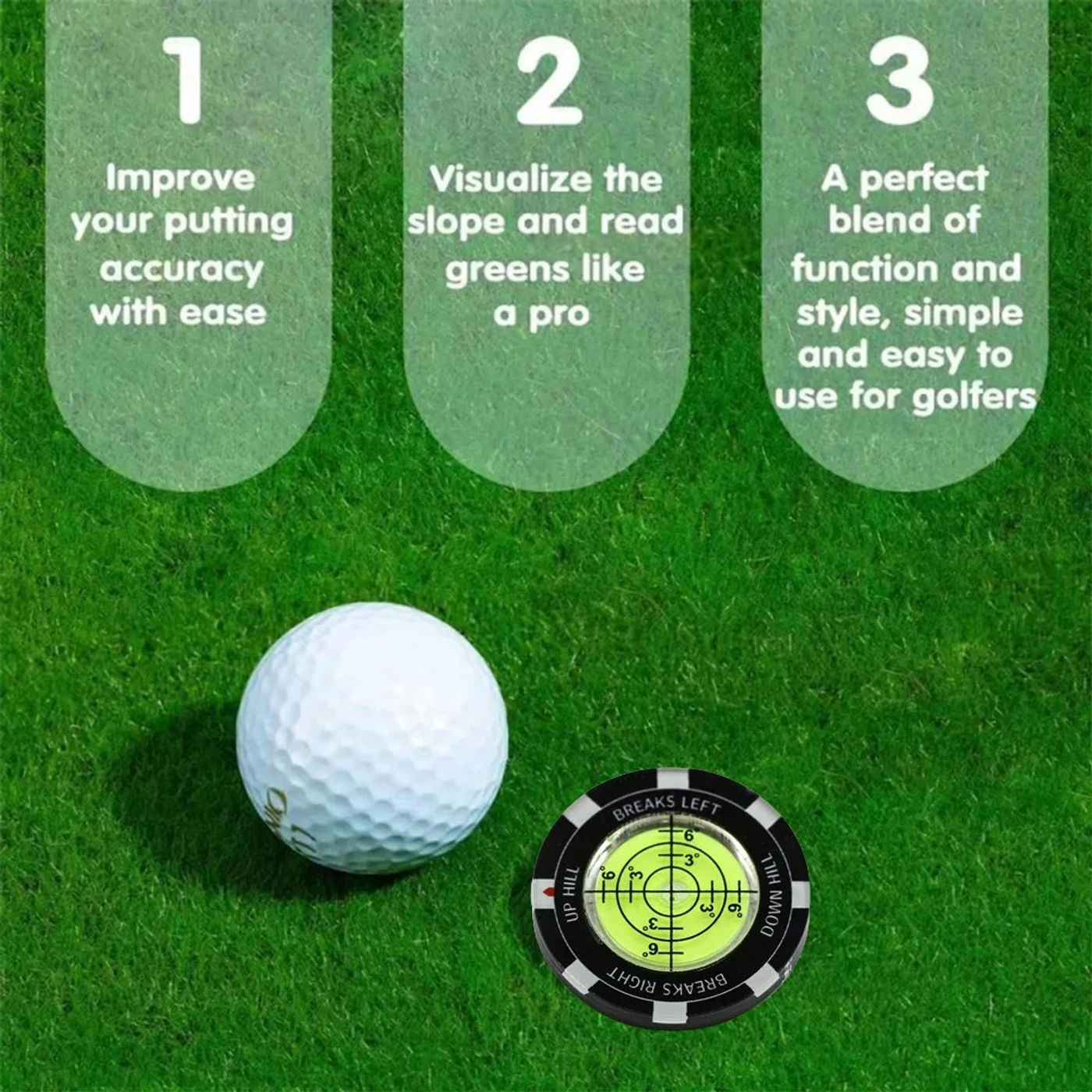 Description Picture 3 of itemGolf Putt Ball Marker High Precision Round Golf Putt Green Reader Golfing Putting Aid Golf Slope Putting Reader 1PC