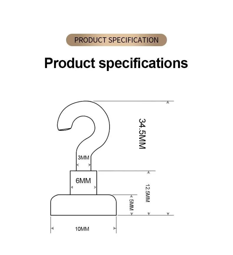 Description Picture 5 of item10PCS Strong Magnetic Hooks Multi-Purpose Storage Hooks Home Kitchen Bar Storage Rack Key Storage Hooks Bathroom Hangers