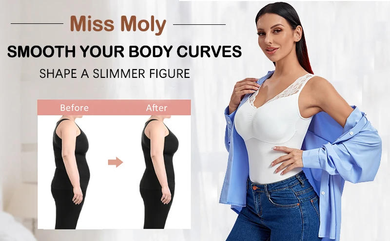 Description Picture 2 of itemInvisible Shapewear Cami Bodysuit for Women Tummy Control Chest Lifting Body Shaper Lace Camisole Tops Slim Underwear with Pads