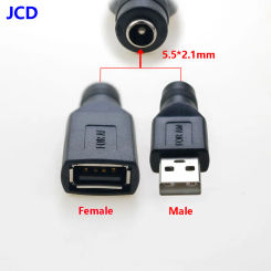 1PC Female Jack To USB 2.0 Male Plug / Female Jack 5V DC Power Plugs Connector Adapter Laptop 5.5*2.1mm Converter Laptop PC DIY