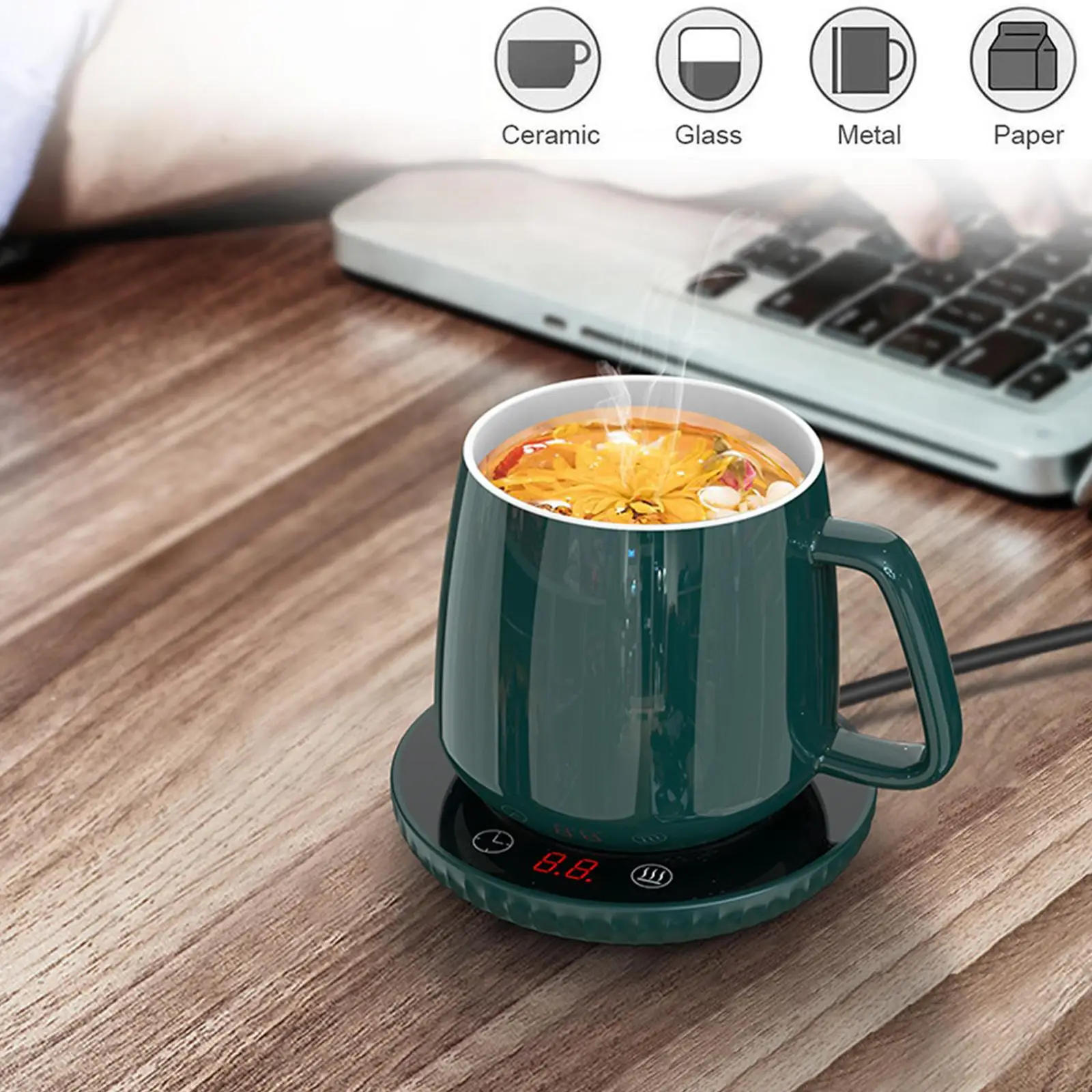 Description Picture 2 of itemMug Cup Warmer Coffee Milk Tea Water Cup Heating Electric Touch Pad Temperature Adjustable Hot Tea Maker Heater Warmer EU Plug