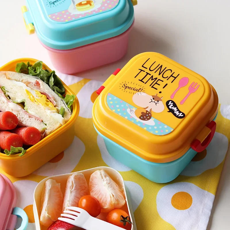 Description Picture 6 of itemCartoon Healthy Plastic Lunch Box Microwave Oven Lunch Bento Boxes Food Container Dinnerware Kid Childen Lunchbox