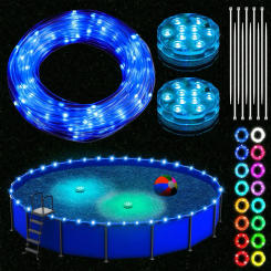 LED Pool Lights With Remote Control 33FT Color Changing IP67 Waterproof LED Strip Lights For Above Ground Pools Pond Bathtub