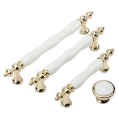 European simple white gold ceramic handle modern simple furniture hardware handle