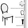 Description Picture 6 of itemBlack White Linen Dining Chairs Set of 6, Upholstered Dining Room Chairs with Round Rattan Back Vintage Accent