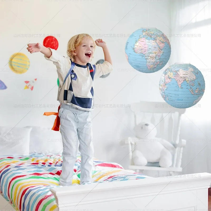 Description Picture 3 of item12inch 30cm World Map Paper Lantern Travel Theme Birthday Decorations Earth Day Classroom Events Hanging Planets Solar System