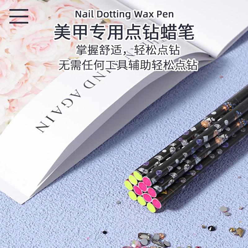Description Picture 4 of item5Pcs Nail Art Dotting Wax Pencil Rhinestone Picker Gems Drill Crystal Diamond Beads Pick Up Tools Nail Decoration Picking Pen