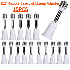 15PCS LED Light Bulb Lamp Holder Flexible Extension Adapter Socket Extend E27 to E27 Adapter Converter Wall Base Holder Screw