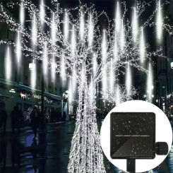 LED 30/50cm Outdoor Holiday Fairy Light 8 Tubes Solar Meteor Shower Rain String Light Garland Wedding Christmas Tree Decoration