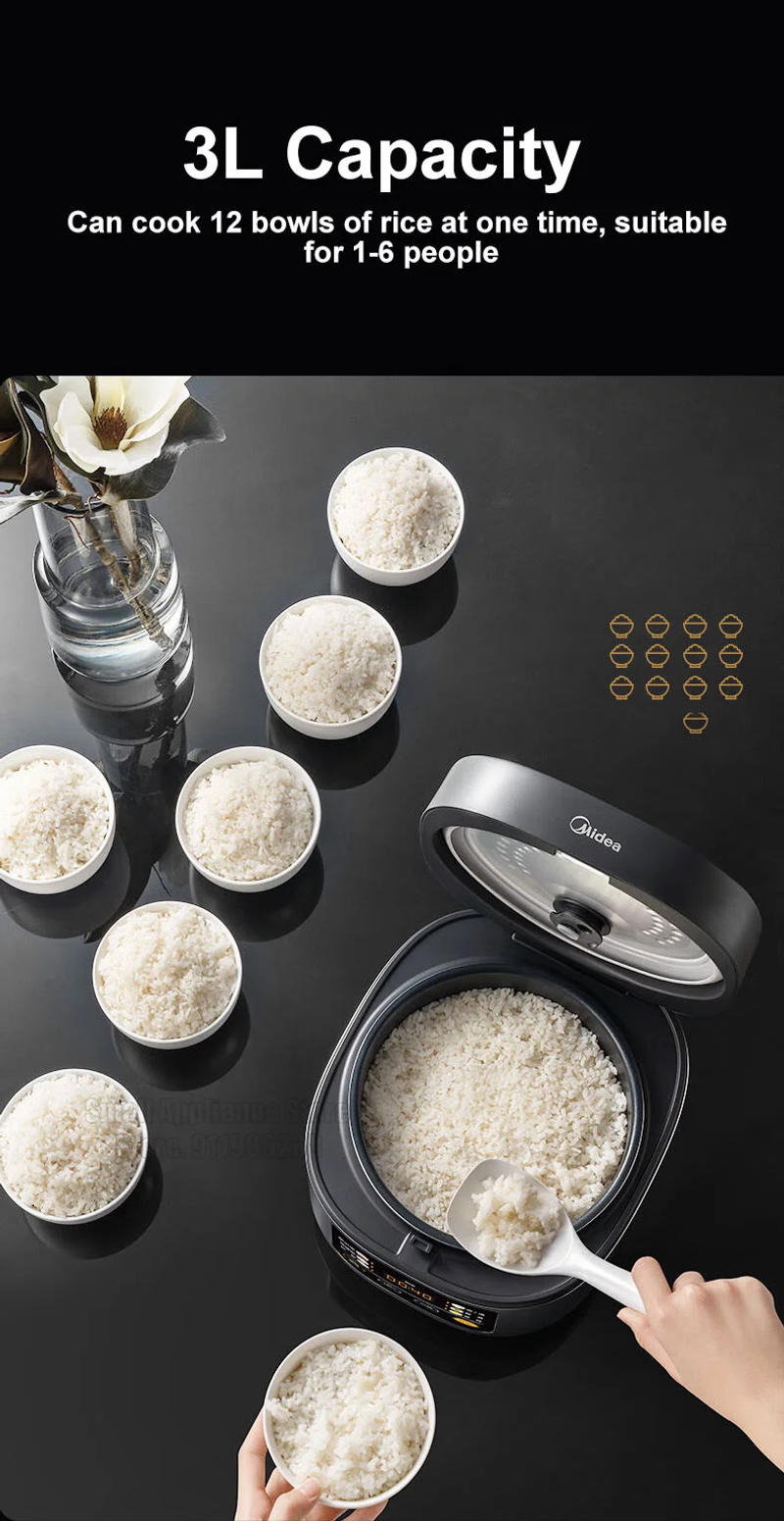 Description Picture 6 of itemMidea Rice Cooker 3L Capacity Electric Cooker Portable Multi-functional Kitchen Appliance Color Screen Button Multi Cooker