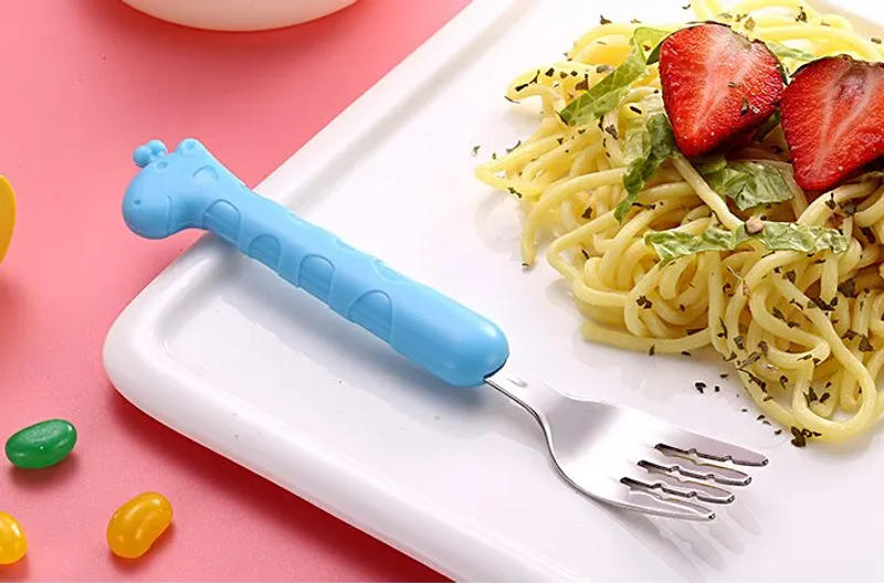Description Picture 4 of item2PCSChildrens Tableware 304 Food Grade Stainless Steel Knife And Fork Baby Eating Training Utensils