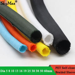 1/5M PET Self Closing Expandable Braided Sleeve Dia 5 8 10 13 16 19 25 30 mm Cable Protector Harness Nylon Wire Wrap
