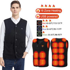 16 Areas Polar Fleece Heated Vest Winter USB Infrared Thermal Jacket Unisex Oversized M-4XL Electric Warm Vest Hiking Camping